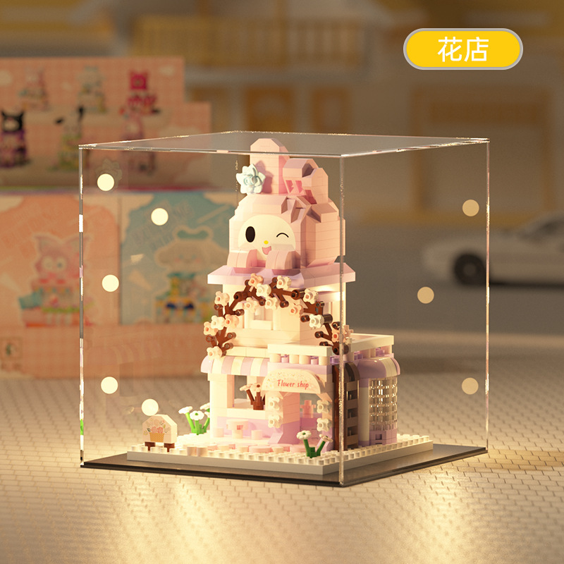 Compatible Le Strawberry Bear High Cartoon Doll Building Street View Blocks Jugues de puzzle para niños Decoraciones Regalos para chicas