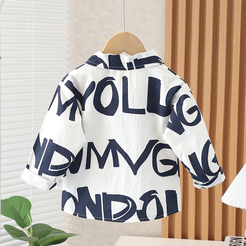 Camisas para niños de primavera y otoño, ropa de otoño para niños de manga larga, camisas guapas, 2025, ropa fresca de moda para niños y bebés de estilo occidental
