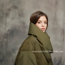 2024冬季羽绒服女面包茧型90白鹅绒中长款菲兹皓外套文艺复古风