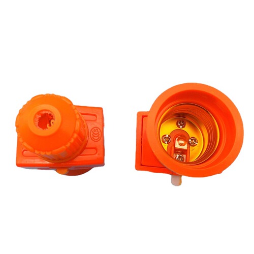 Manufacturer wholesale orange bakelite plastic double split fire e27 lamp holder with two jack switch conversion screw lamp holder