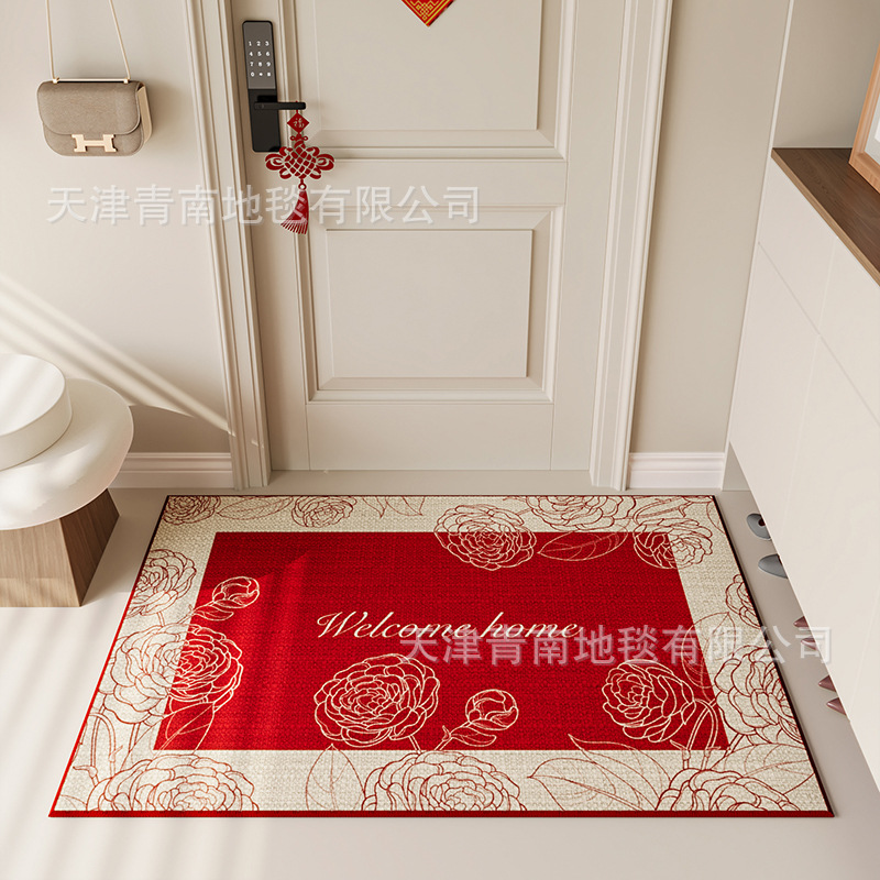 Bélgica Casa de terciopelo de alto grado puerta Mat rojo hogar entrada Mat eliminación de polvo de la puerta antideslizante mat