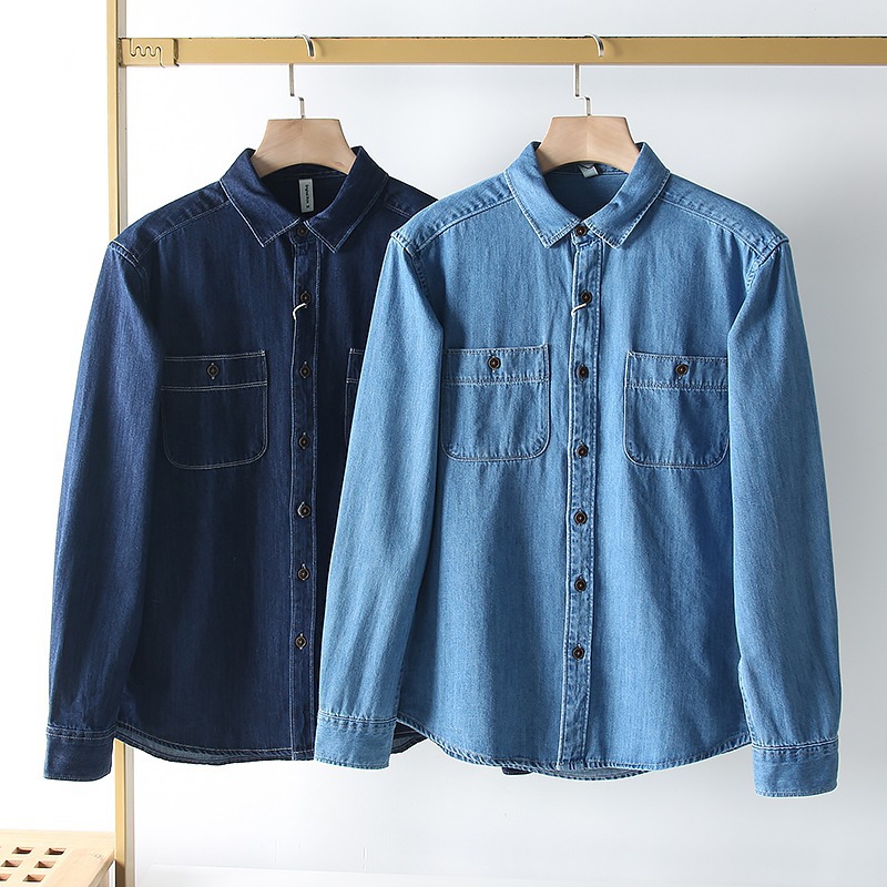 Herren Denim Mantel Locker Passend Frühling Herbst Freizeitjacke_voghion.com