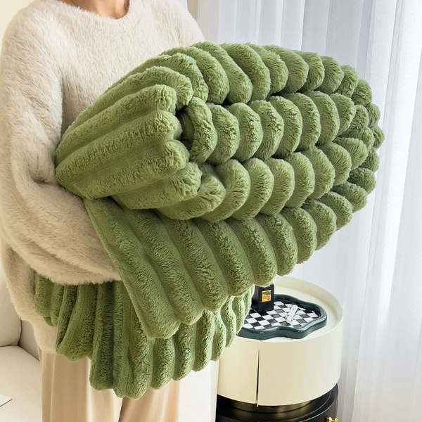 Rabbit fur fruit green [Class A maternal and infant fabric, thickened imitation rabbit plush, fur-level touch]