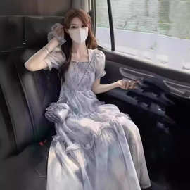 新款大码女装胖mm夏新款显瘦温柔风法式碎花裙减龄超仙甜美连衣裙