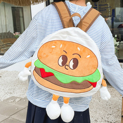 Cute Hamburger Backpack Women's 2023 New Fashion Cartoon Large Capacity Canvas Backpack Class Student School Bag