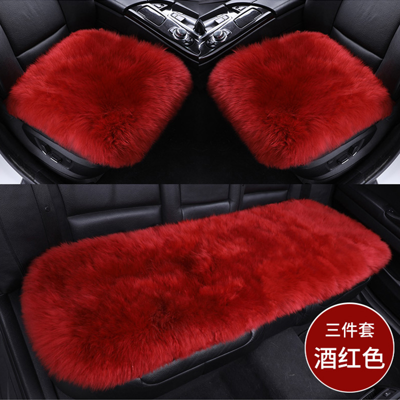 Cross-border New Australian Small Three-piece Set Tie-free Non-slip Seat Cushion Fur One-piece Warm Seat Cover Wool Car Cushion