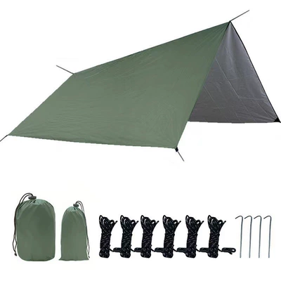 Avtomobil yan çətirləri Protection and Uv Protection Camping - military-green-silver-painted-without-pole-230210-diagonal-310310-diamond-canopy