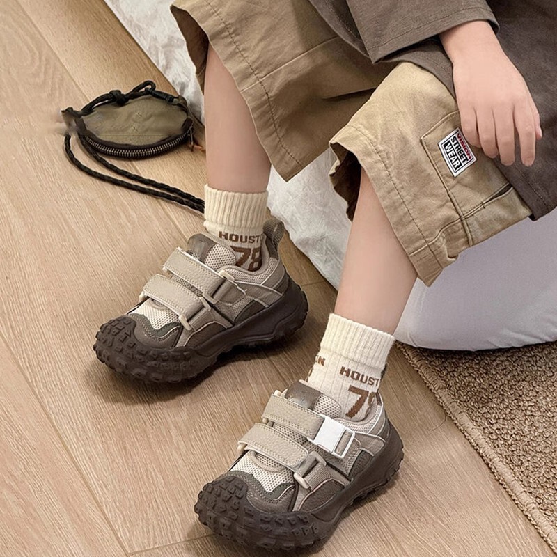 真皮2025秋季新款儿童老爹鞋慢跑鞋轻便网面透气男女童运动鞋|undefined
