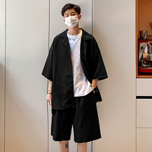 休闲小西装男套装夏季痞帅外套韩版潮流宽松薄款时尚帅气短袖西服