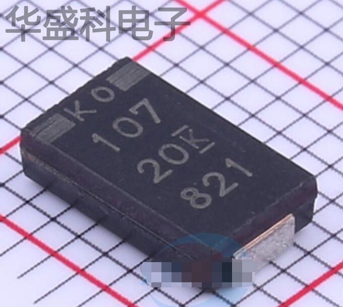 T521V107M020ATE055 描述 100uF(107) ±20% 20V 钽电容器