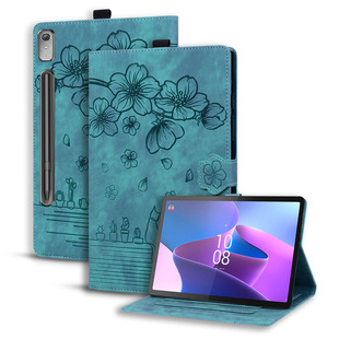 For Lenovo Tab P12 flat leather case small new pad 11 inch cartoon cherry blossom cat embossed card holder M11