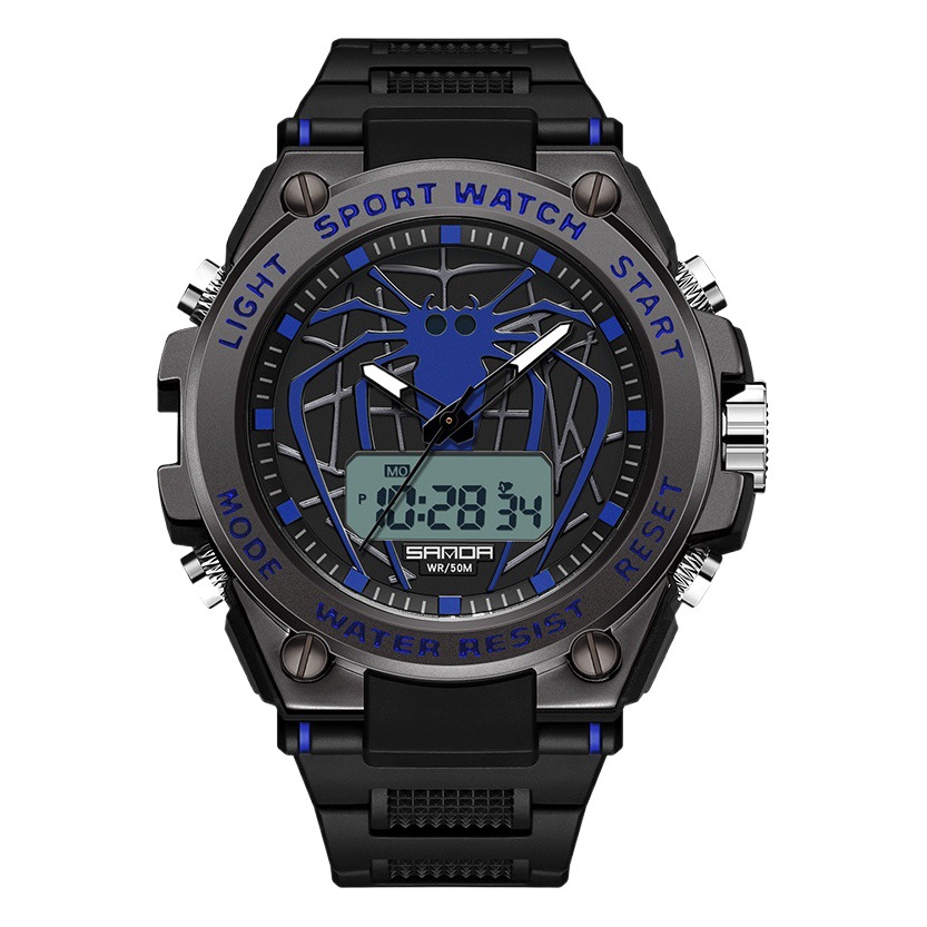 Sanda nuevo reloj araña luminoso impermeable reloj electrónico moda personalidad juventud reloj despertador reloj de los hombres 3159