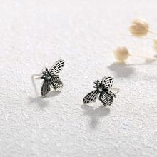 复古泰银韩国蜜蜂耳钉女简约做旧时尚甜酷ins潮流个性设计感耳饰