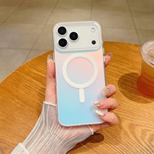 适用苹果17promax手机壳磁吸极光镭射炫彩苹果16磨砂硬imd保护套