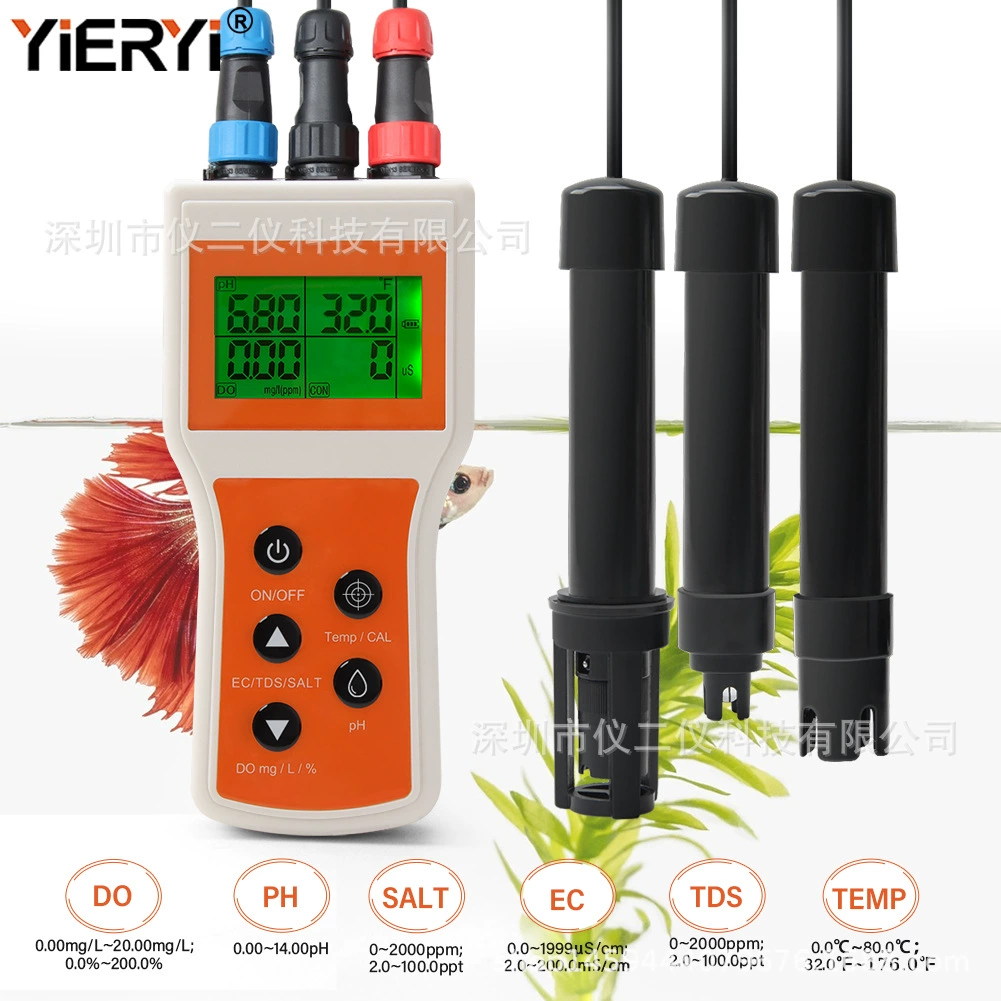 Портативный 6 в 1 растворенный кислород Высокая точность pH-pH EC соленость гидропонный аквариум детектор аквакультуры
