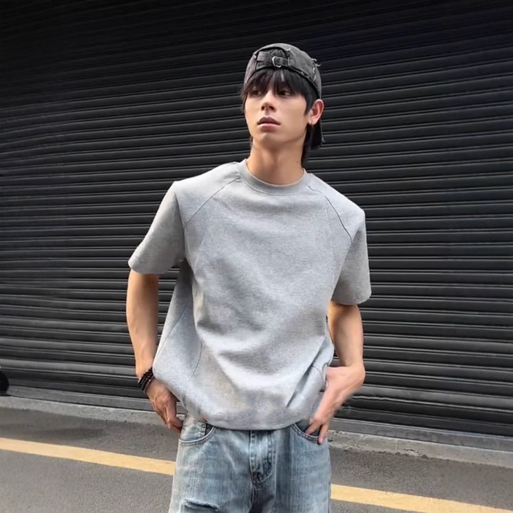 260g Rayon Air Layer Ultra-Comfortable Wide-Fit Solid Color Short-Sleeve T-Shirt with a High-End Feel, Large Size for Men