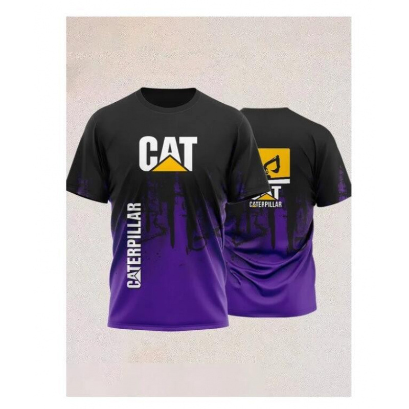 TK人気 CAT掘削機 3D立体インク メンズT アメリカンワークウェア風 通気速乾半袖Tシャツ|undefined