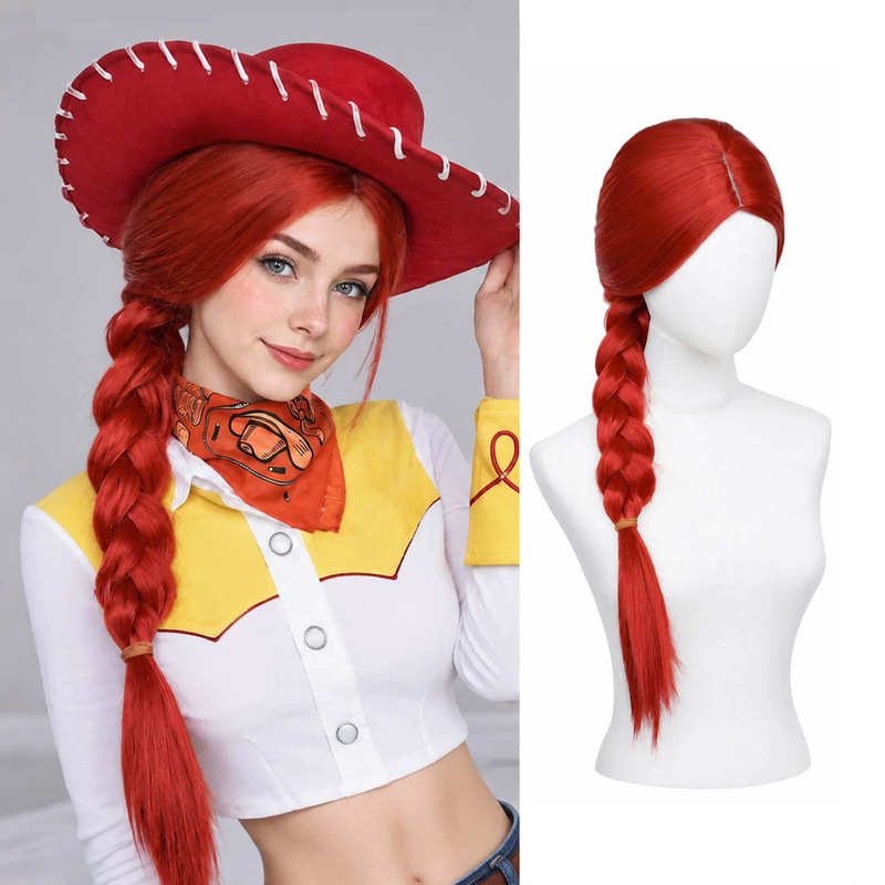 Halloween costume, Cosplay, Toy Story 4, Jessie, red braided wig with a center part