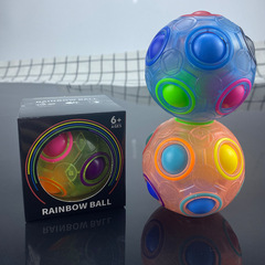 Amazon Rainbow Ball Stress Relief Brain Teaser Glowing Top Children's Intelligence Round 12-Hole Multicolored Magic Ball Toy