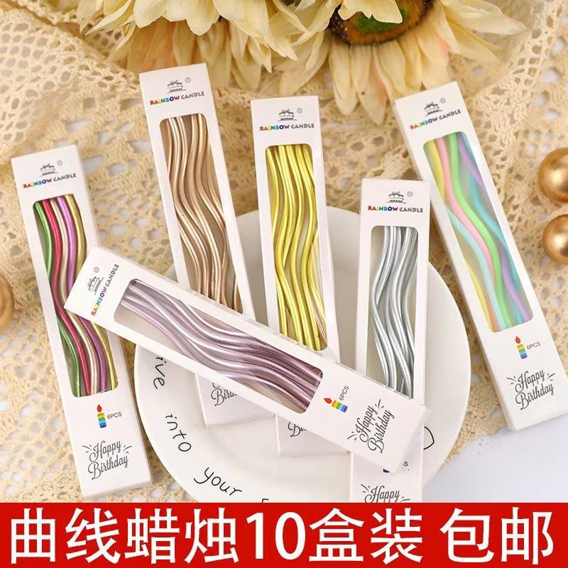 Wholesale Spiral Long Curve Candles Party Colorful Pencil Wax Decoration Birthday Cake Toppers