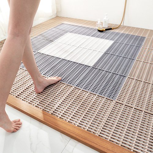New home bathroom can be spliced ​​with solid color non-slip mat toilet bathroom shower room hollow hydrophobic floor mat