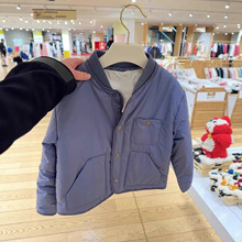 儿童纯色男女同款百搭保暖棉服外套有帽圆领薄棉衣