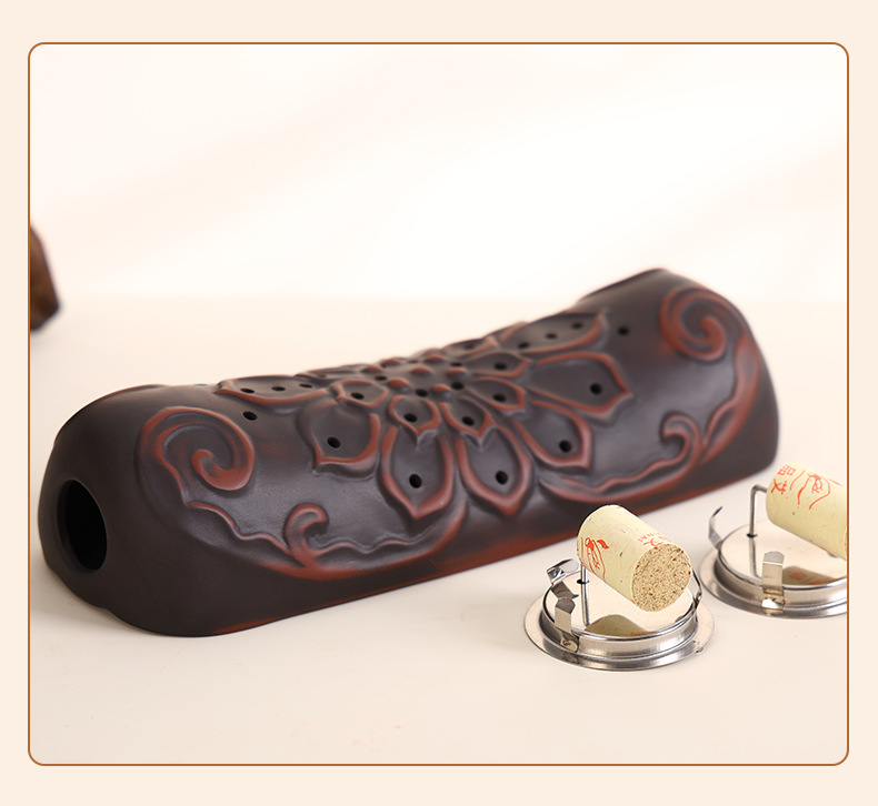 Red Bian Stone Moxibustion Neck Pillow with Mugwort Lotus Design Warm Compress Home Moxa Device preparation