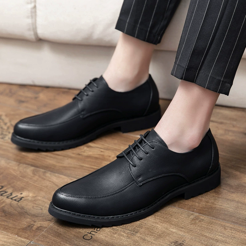 Повседневная кожаная обувь мужская в Корейском стиле 2022 Весна и осень Новые остроносые британские модные деловые Молодежные черные кожаные туфли на шнуровке
