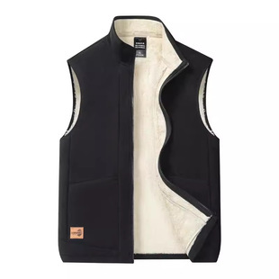 Spring and Autumn Lambskin Vest Men's Warm Waistcoat Casual Collar fleece-lined Sleeveless Double-sided Fleece Vest Jacket