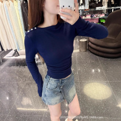 南油高品质25秋冬新款修身显瘦打底衫三穿一字肩斜肩针织衫女上衣
