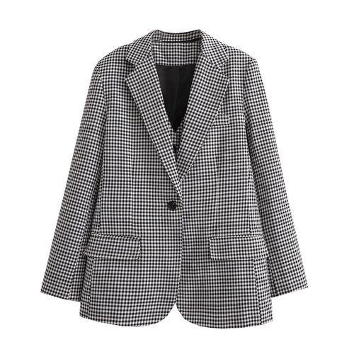 Women's Fashion 2025 Spring New Arrival European and American Style Black-and-White Plaid Single-Button Suit Jacket + Short Culotte Set