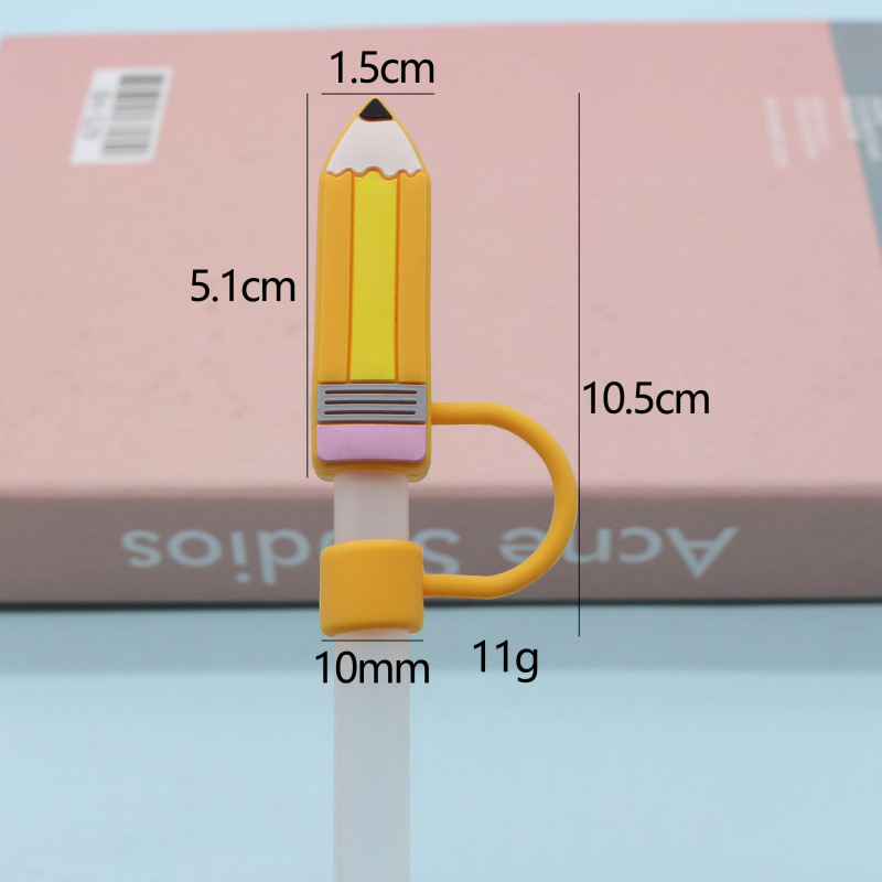 Tapa de pajita de silicona de grado alimenticio de 10mm Tapa de pajita a prueba de polvo Tapa de pajita linda Cubierta de polvo de dibujos animados tridimensional Cubierta de pajita