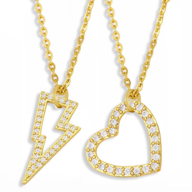 heart-shaped lightning pendant necklace