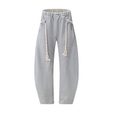 抽绳装饰设计感宽松束腰弯刀休闲裤男女潮牌百搭oversize卫衣长裤