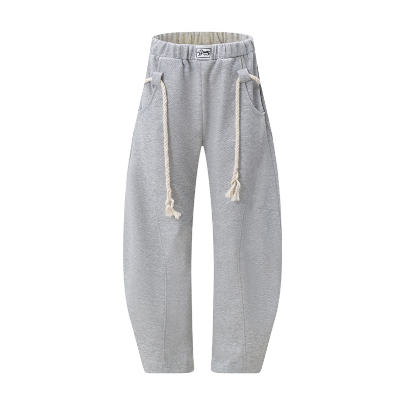 抽绳装饰设计感宽松束腰弯刀休闲裤男女潮牌百搭oversize卫衣长裤