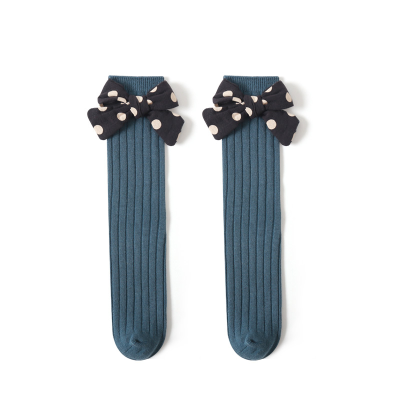 21 nuevos calcetines de primavera y otoño para niñas de algodón peinado red para niños rojo estilo coreano lunares estilo arco calcetines de media pantorrilla