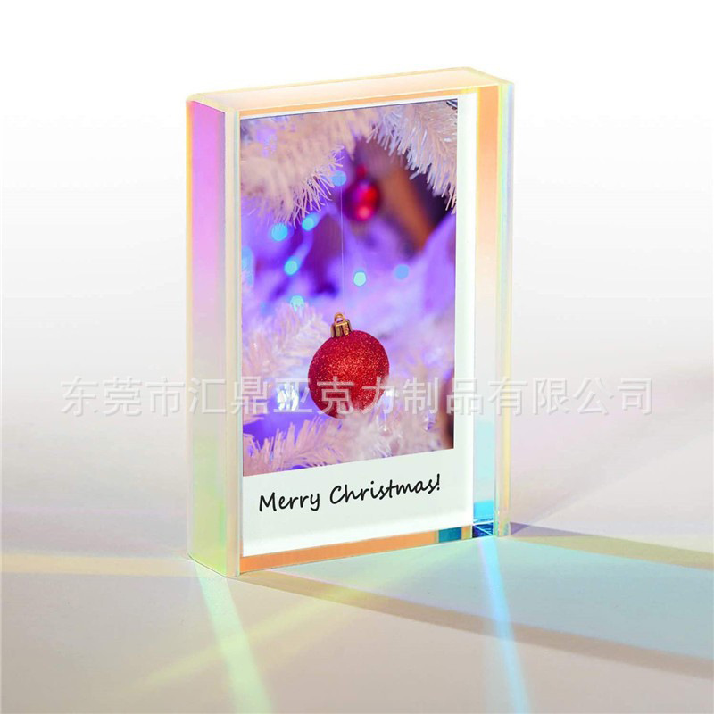 Factory acrylic strong magnetic photo frame Aurora colorful photo frame Studio 5 6 7 inch Laser rainbow A4 Crystal photo frame