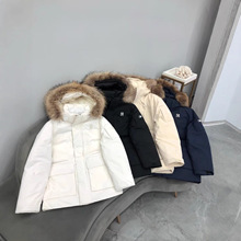 冬季新款MLB防风工装貉子毛领羽绒服连帽中长款休闲保暖抗寒外套