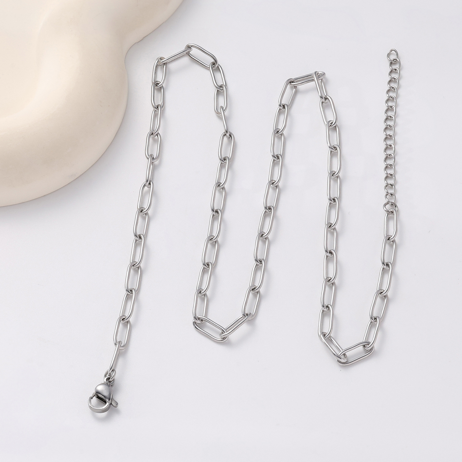 Geometric Pattern Wholesale Jewelry Basic Simple Style Geometric 304 Stainless Steel Plating Cable Chain Chain Necklace