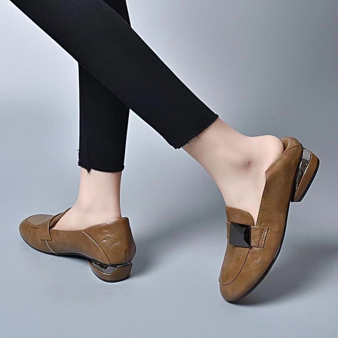 Zapatos de Lefour para mujeres 2026 primavera y otoño zapatos de cabeza redonda de cuero suave con una sola sola sola plana no cansará los pies