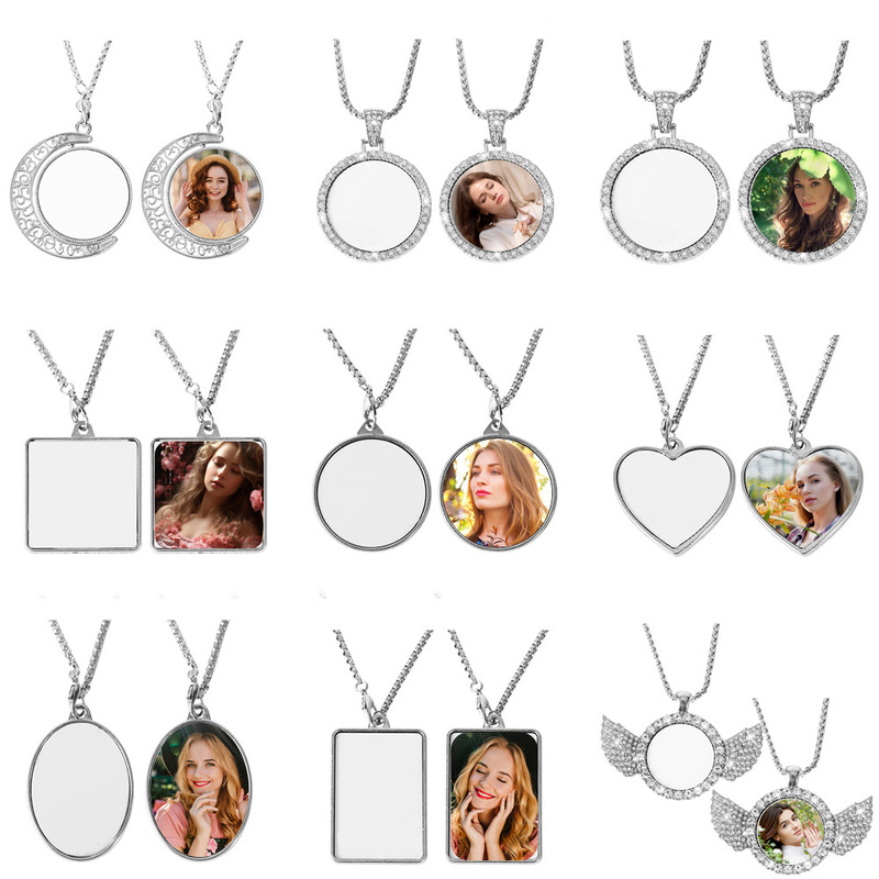 Metal Necklace Rhinestones with Heat Transfer Aluminum Sheet Sublimation Blank Material Wholesale Cross-Border Hot Selling DIY Metal Necklace Rhinestones with Heat Transfer Aluminum Sheet Sublimation Blank Material Wholesale Cross-Border Hot Selling DIY