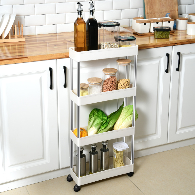 Factory direct kitchen gap storage rack narrow gap storage rack multi-layer refrigerator side gap wheelbarrow wholesale