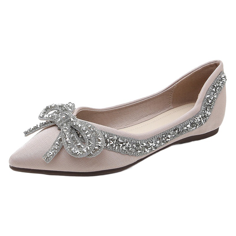 Zapatos de mujer transfronterizos Amazon zapatos de diamantes de imitación de comercio electrónico 2024 Nuevos zapatos planos arco más zapatos de barco de tamaño 41-43