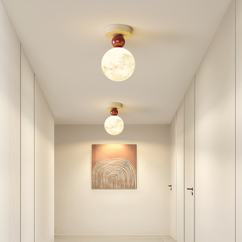 [Selección estricta] pasillo lámpara de techo estilo crema nórdico personalidad creativa lámpara de luna moderna y simple puerta de entrada