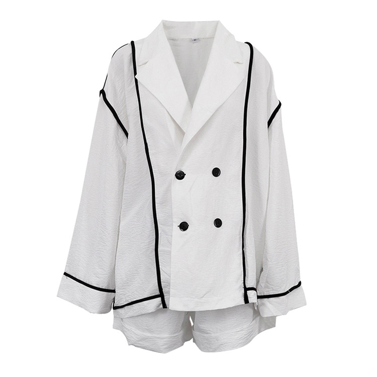 Lazy Women Collared Long Sleeve Cardigan Lace up Loose Fitting Wide Leg Romper Casual Two Piece Sets