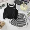 BX-Black bottom puppy striped pants vest suit