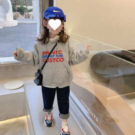 儿童冬装卫衣2025新款男女童洋气时髦加绒加厚连帽长袖T恤打底衫