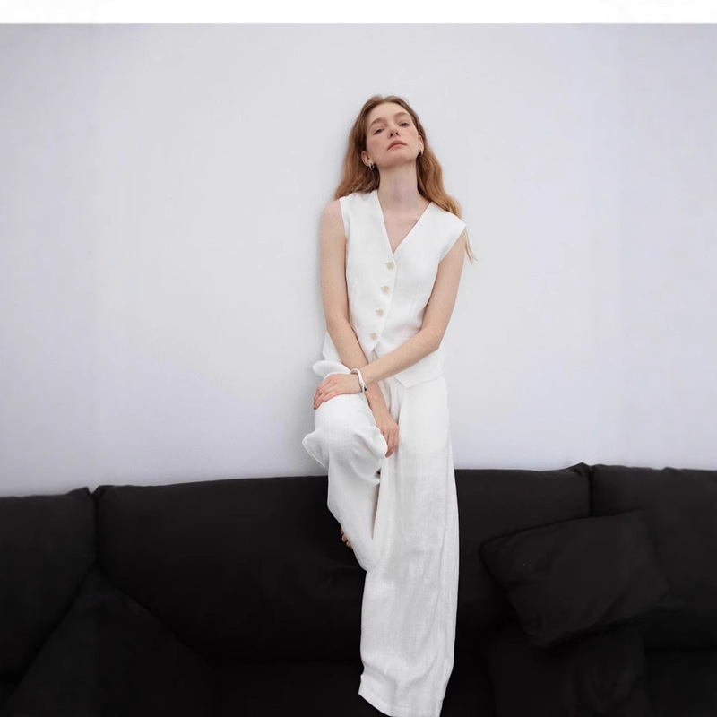 [Premium Goods] 100% French Normandy Linen Minimalist Floor-Length Pants Summer Old Money Style Versatile Casual Trousers