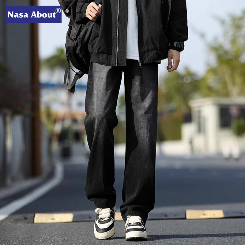 Nasa American-Style Jeans for Men, Spring, Autumn, and Summer 2026 New Loose Straight-Leg Wide-Leg Casual Versatile Pants