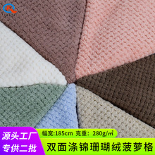现货185cm涤锦珊瑚绒双面单面菠萝格毛巾布 睡衣强吸水干发帽面料